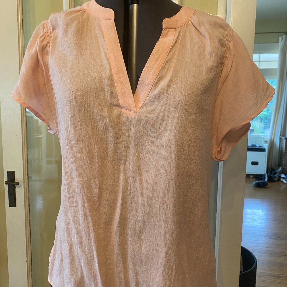 Kori Peach/Pink Flutter Sleeve Blouse